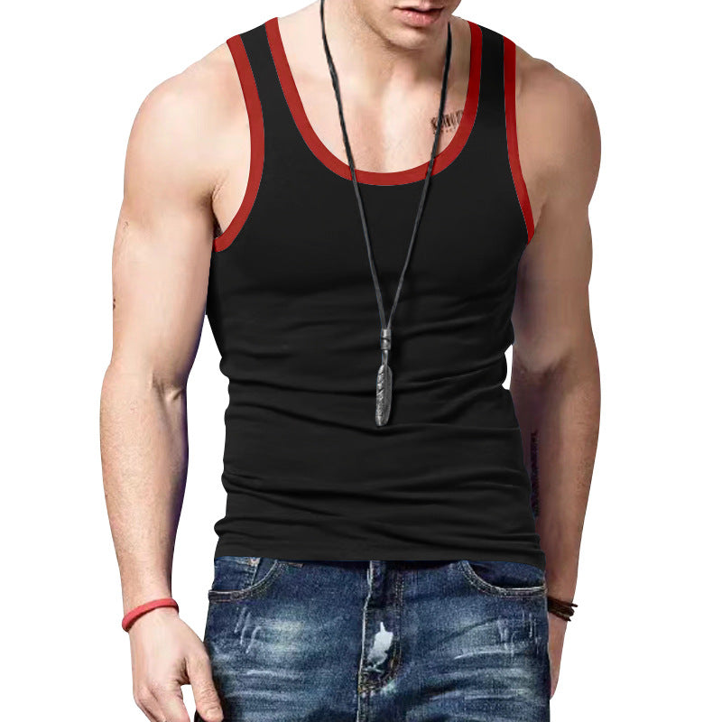 Men's fitted sports top made of elastic cotton blend with contrasting trim StylebySassy