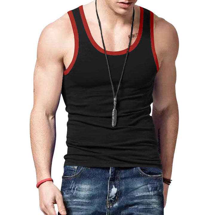 Men's fitted sports top made of elastic cotton blend with contrasting trim StylebySassy
