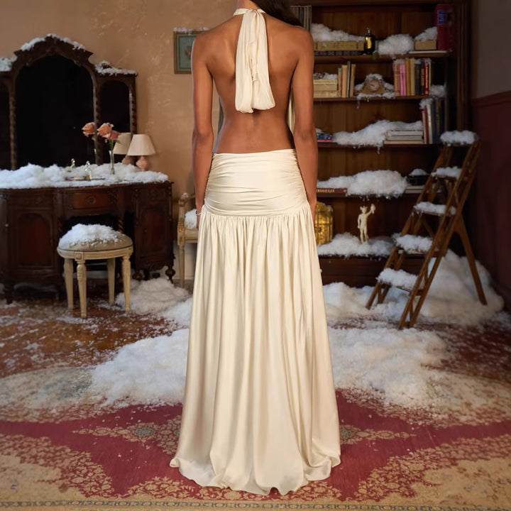 Women's Elegant Maxi Dress with Off-Shoulder Design and Ruffle Details StylebySassy