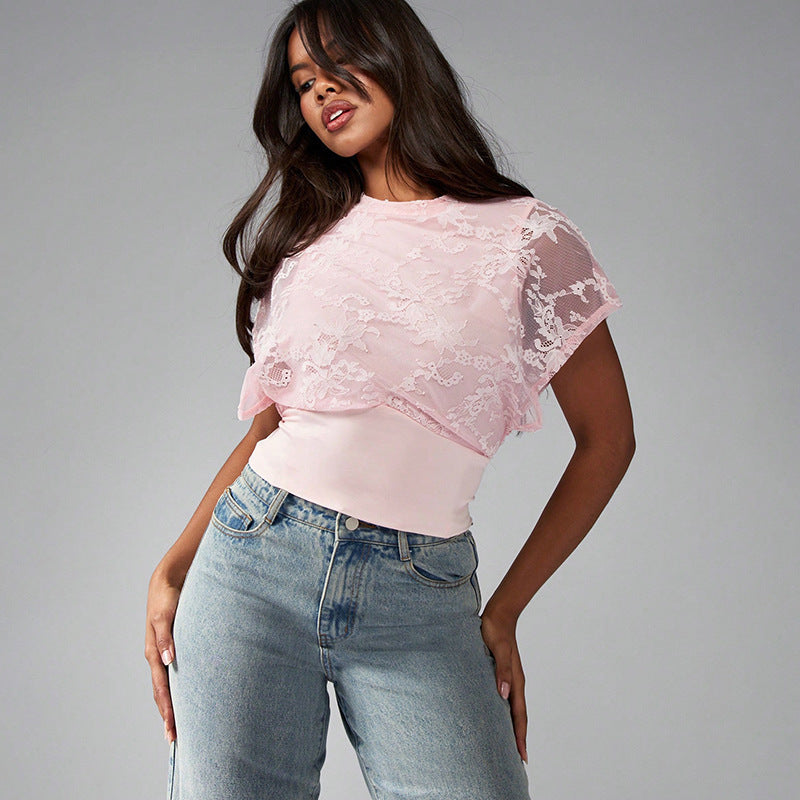 Women Elegant structured top with lace details StylebySassy