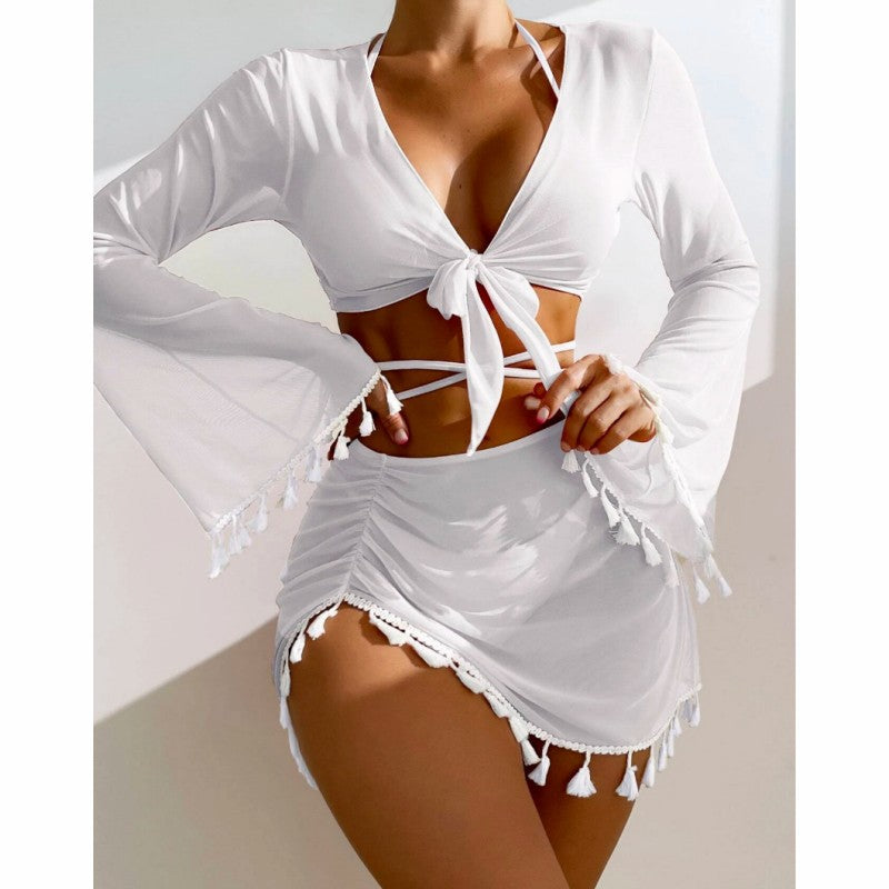 Women's beach outfit with elegant lacing details StylebySassy