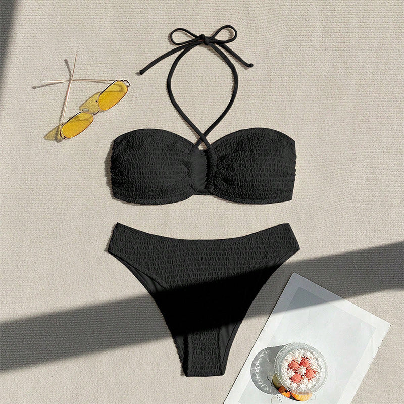 Women's bandeau bikini set with sophisticated ruffle details StylebySassy