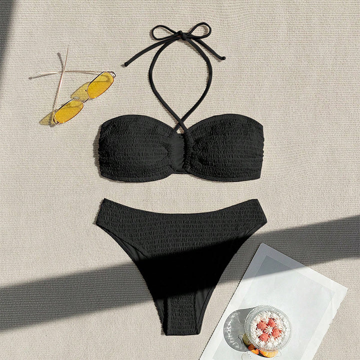 Women's bandeau bikini set with sophisticated ruffle details StylebySassy