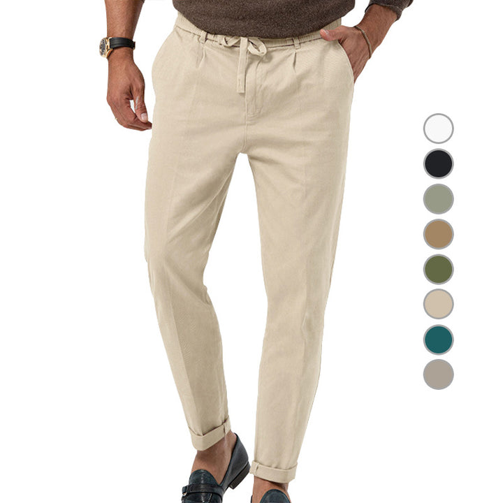 Men's lightweight linen pants with drawstring and slim fit StylebySassy