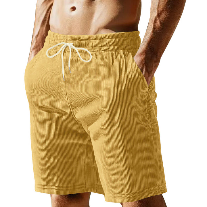Men's knee-length Bermuda shorts with elastic waistband, drawstring, and side pockets StylebySassy