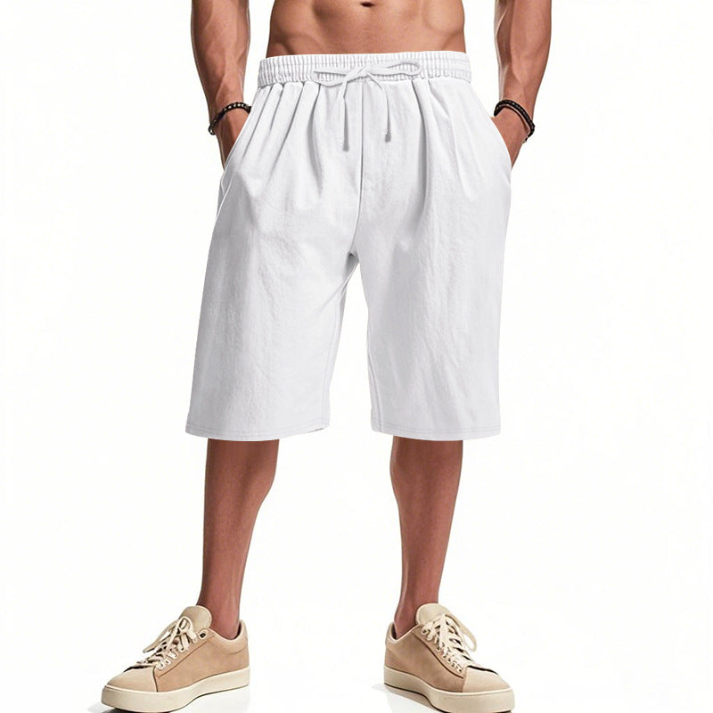 Men's casual bermuda shorts made of cotton blend with elastic waistband, drawstring, and side pockets StylebySassy