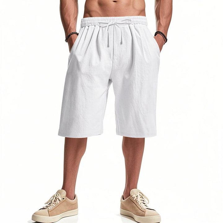 Men's casual bermuda shorts made of cotton blend with elastic waistband, drawstring, and side pockets StylebySassy