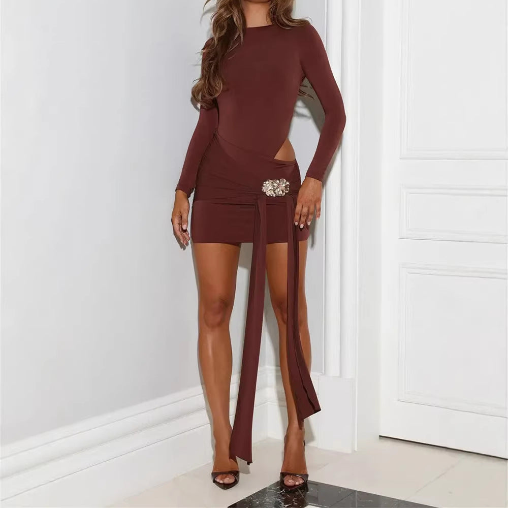Women's Bodycon Skirt Dress with Ruched Design and Seductive Slit StylebySassy