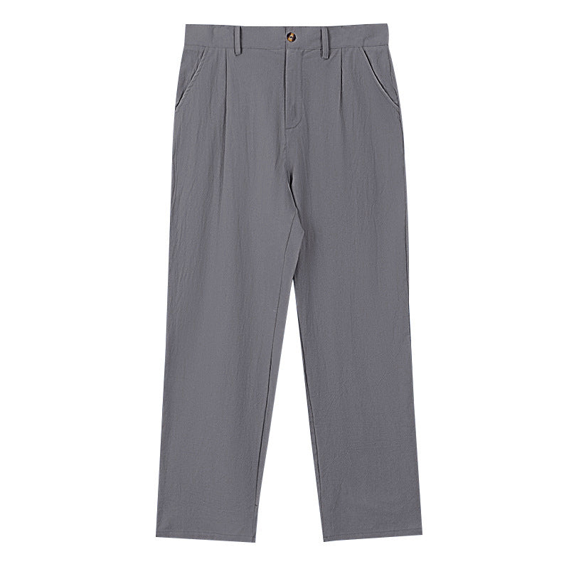 Men's elegant pleated trousers made of lightweight cotton blend with straight cut and belt loops StylebySassy