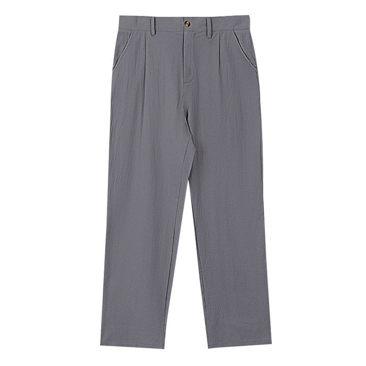 Men's elegant pleated trousers made of lightweight cotton blend with straight cut and belt loops StylebySassy