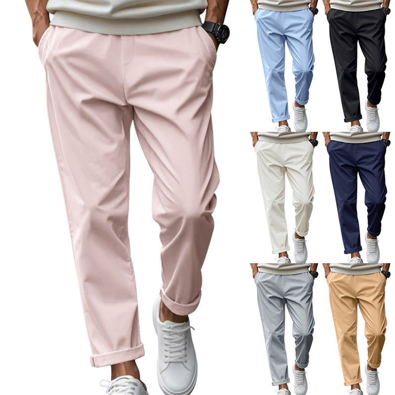 Men's tapered chino pants with turn-up hem and subtle crease StylebySassy