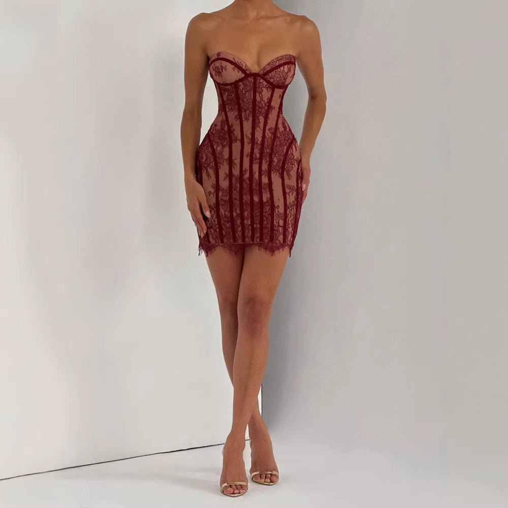 Women's Lace Dress with Figure-Hugging Silhouette StylebySassy