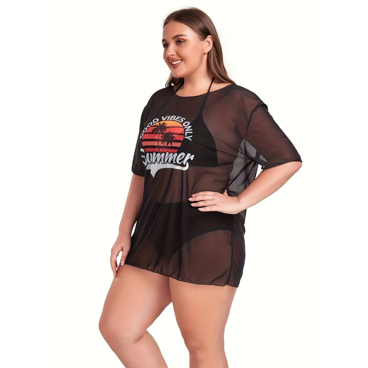 Women's Transparent Beach Blouse with Summer Print StylebySassy