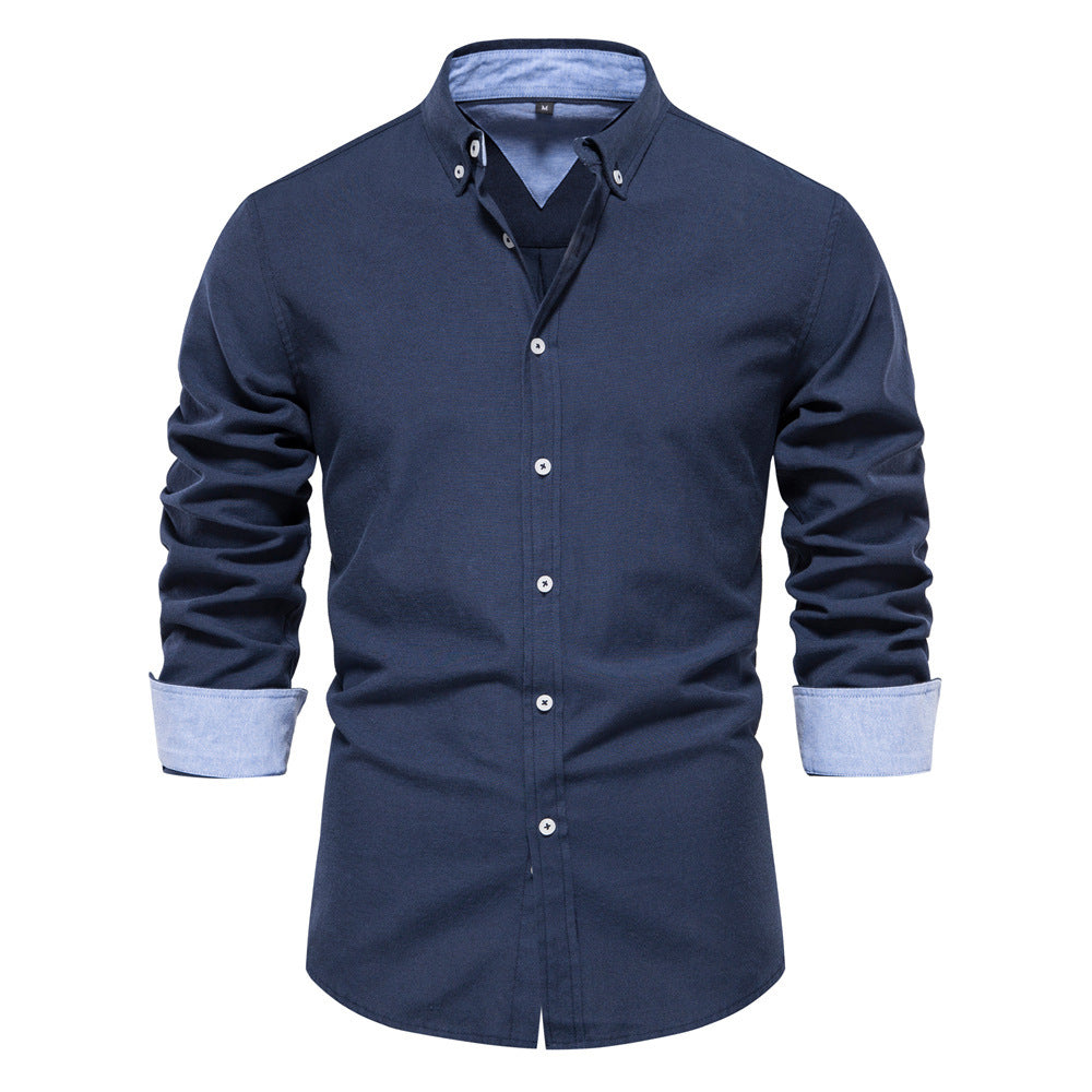 Men's elegant long-sleeve shirt made of Oxford fabric with a Kent collar and cuffed sleeves StylebySassy