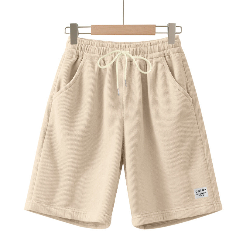 Men's knee-length lounge shorts in ribbed structure jersey with elastic drawstring waistband and patch pockets StylebySassy