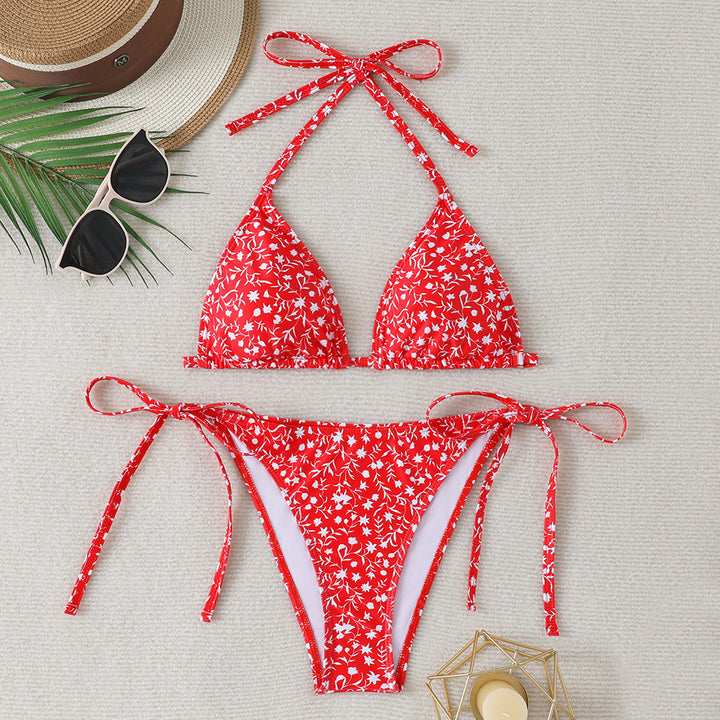 Women's Triangle Bikini with adjustable ties and floral details StylebySassy
