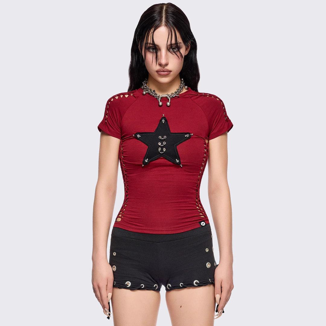 Women's fitted T-shirt with star design StylebySassy