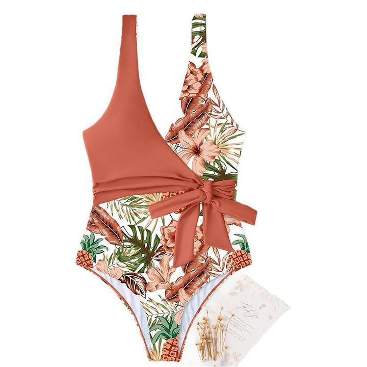Women One-Piece Swimsuit with Floral Wrap Detail StylebySassy