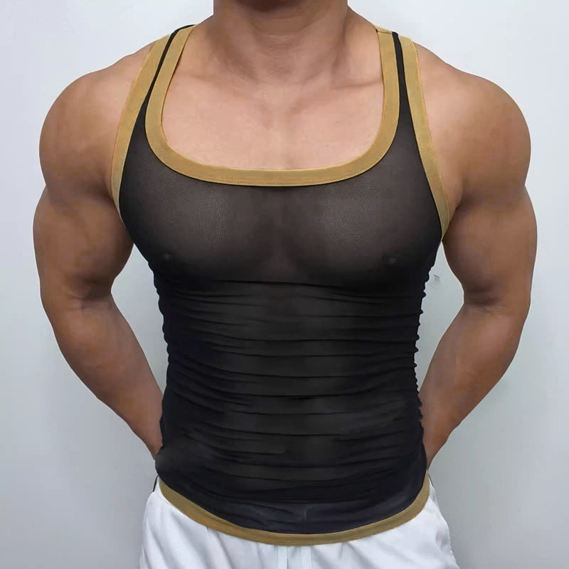 Men's ringer top made of fine cotton elastane with contrasting piping and slim fit StylebySassy