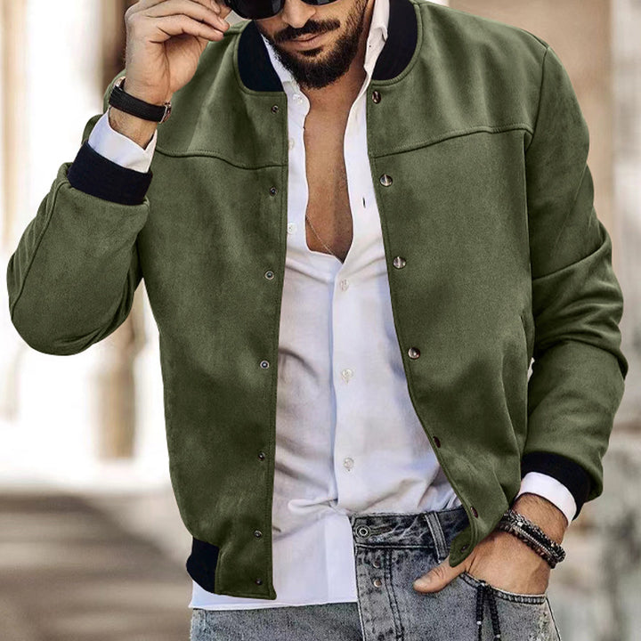 Men's bomber jacket in suede look with snap button closure and arm pocket StylebySassy