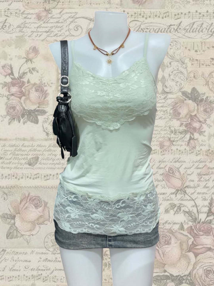 Women's Lace Cami Top with Flowing Cut StylebySassy