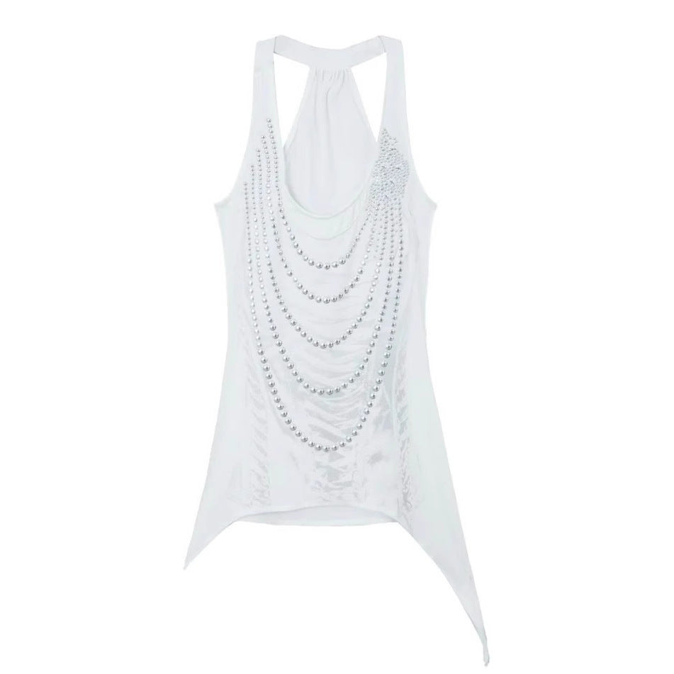 Women's Glittering Tank Top with Asymmetrical Cut StylebySassy
