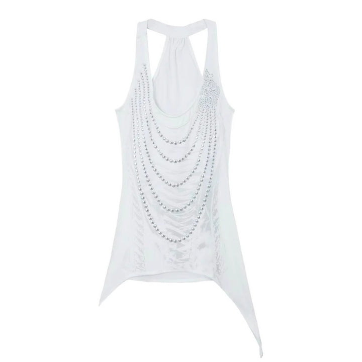 Women's Glittering Tank Top with Asymmetrical Cut StylebySassy