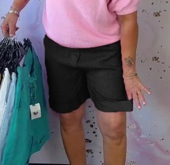 Women's linen blend relaxed shorts with elastic comfort waistband and side pockets StylebySassy