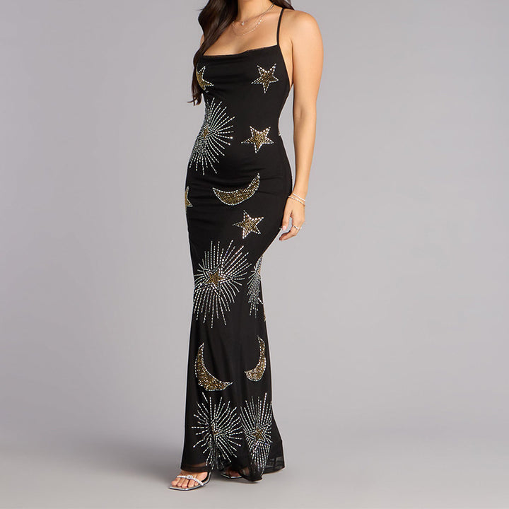 Women's Glamorous Evening Dress with Shimmering Sequins and Imaginative Design StylebySassy