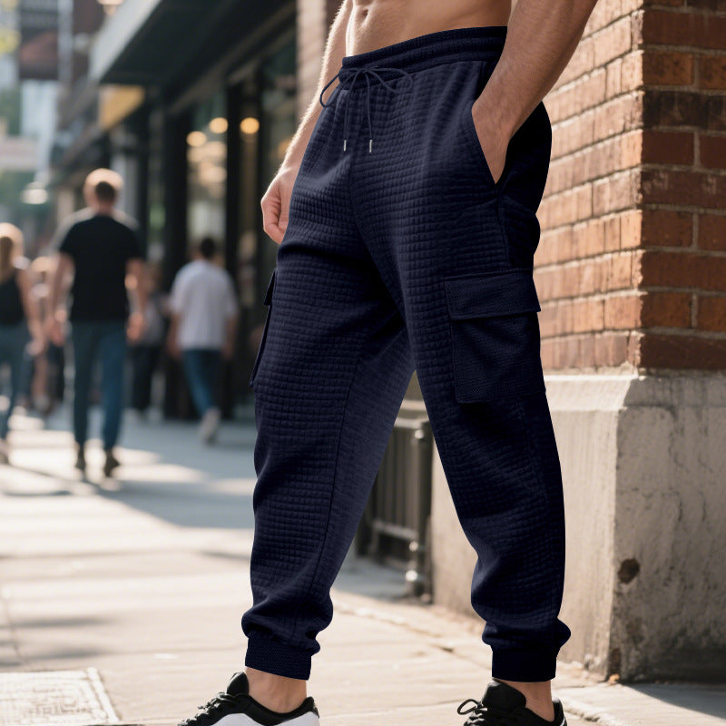 Men's quilted thermo lounge pants with functional pockets, drawstring and elastic waistband StylebySassy