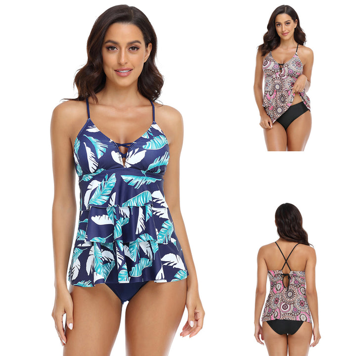 Women’s Tankini Set with Elastic Top and Swing Skirt StylebySassy