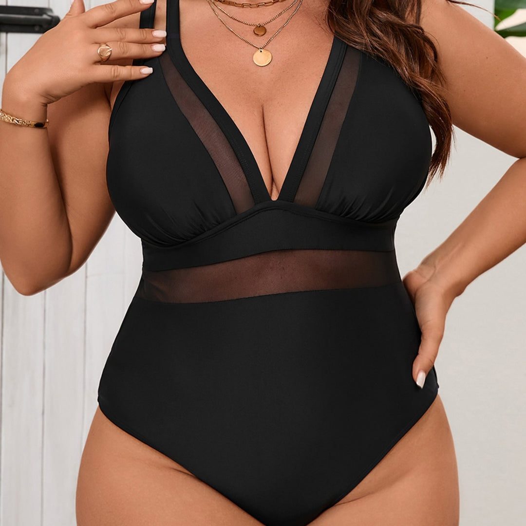 Women's One-Piece Swimsuit with Transparent Mesh Inserts StylebySassy