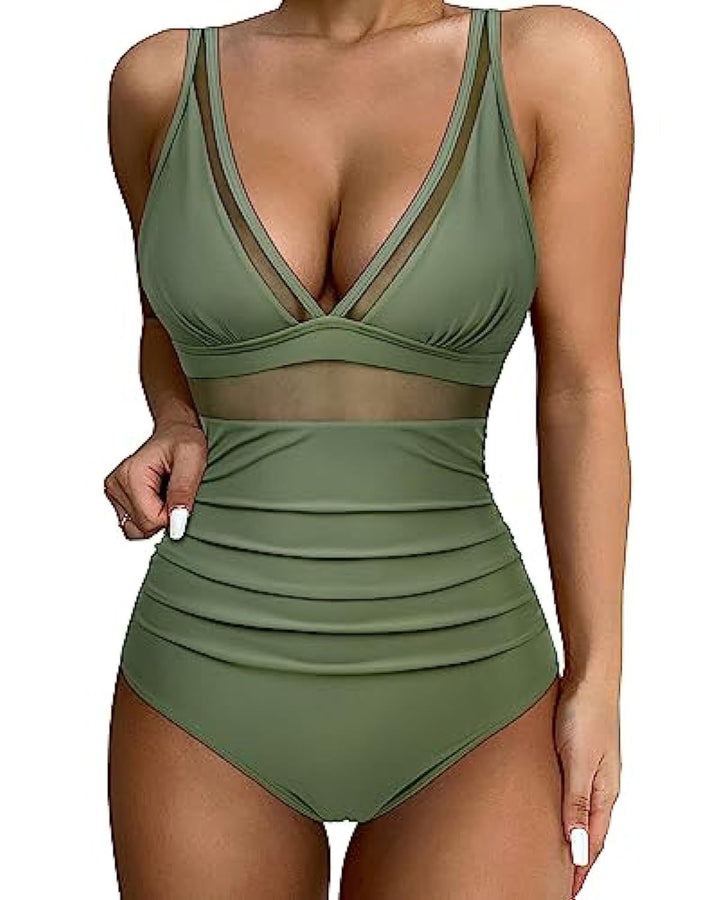 Women High-Cut Swimsuit with Transparent Inserts StylebySassy