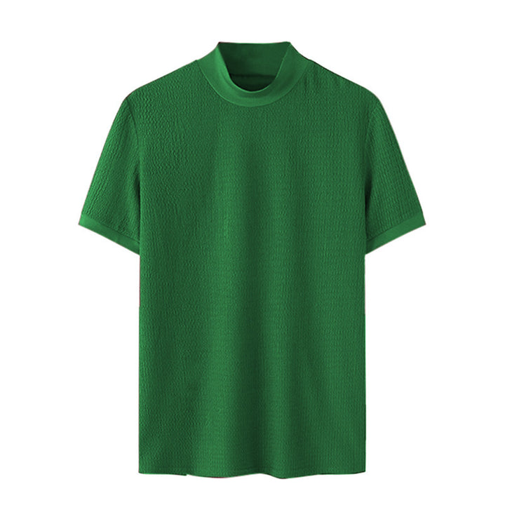 Men's short sleeve fine knit shirt with stand-up collar StylebySassy