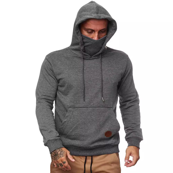 Men's hoodie with integrated tube collar face mask, kangaroo pocket and ribbed cuffs StylebySassy
