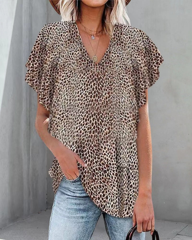 Women nan relaxed-fit blouse tunic with V-neck, layered sleeves and flattering hemline StylebySassy