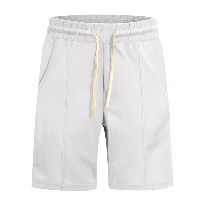 Men's short leisure pants made of cotton blend with elastic waistband and drawstring StylebySassy