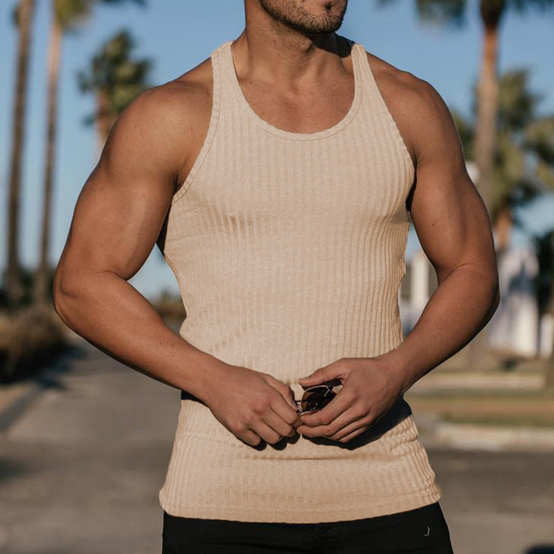 Men's ribbed muscle shirt with U-neck and stretchy cotton blend StylebySassy