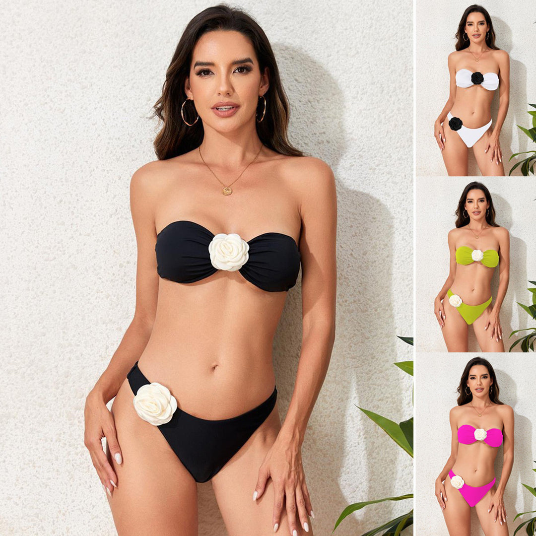 Women's bandeau bikini set with floral detail StylebySassy