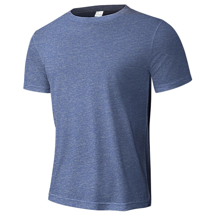 Men's melange functional T-shirt with round neck, lightweight cotton blend and breathable structure StylebySassy