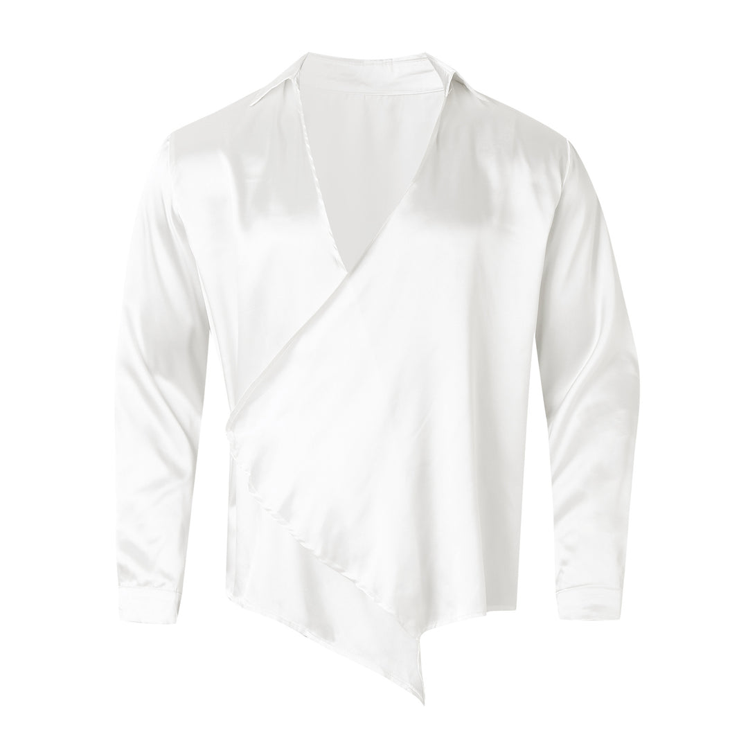 Women nan asymmetric satin wrap blouse with deep V-neck StylebySassy