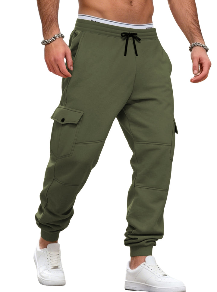 Men's casual jogging pants with cargo pockets, drawstring, and ribbed ankle hem StylebySassy