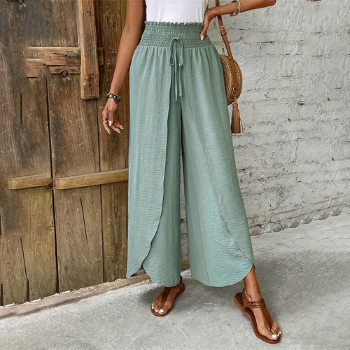 Ladies nan wrap maxi skirt with high smocked waistband and integrated palazzo pants lining StylebySassy