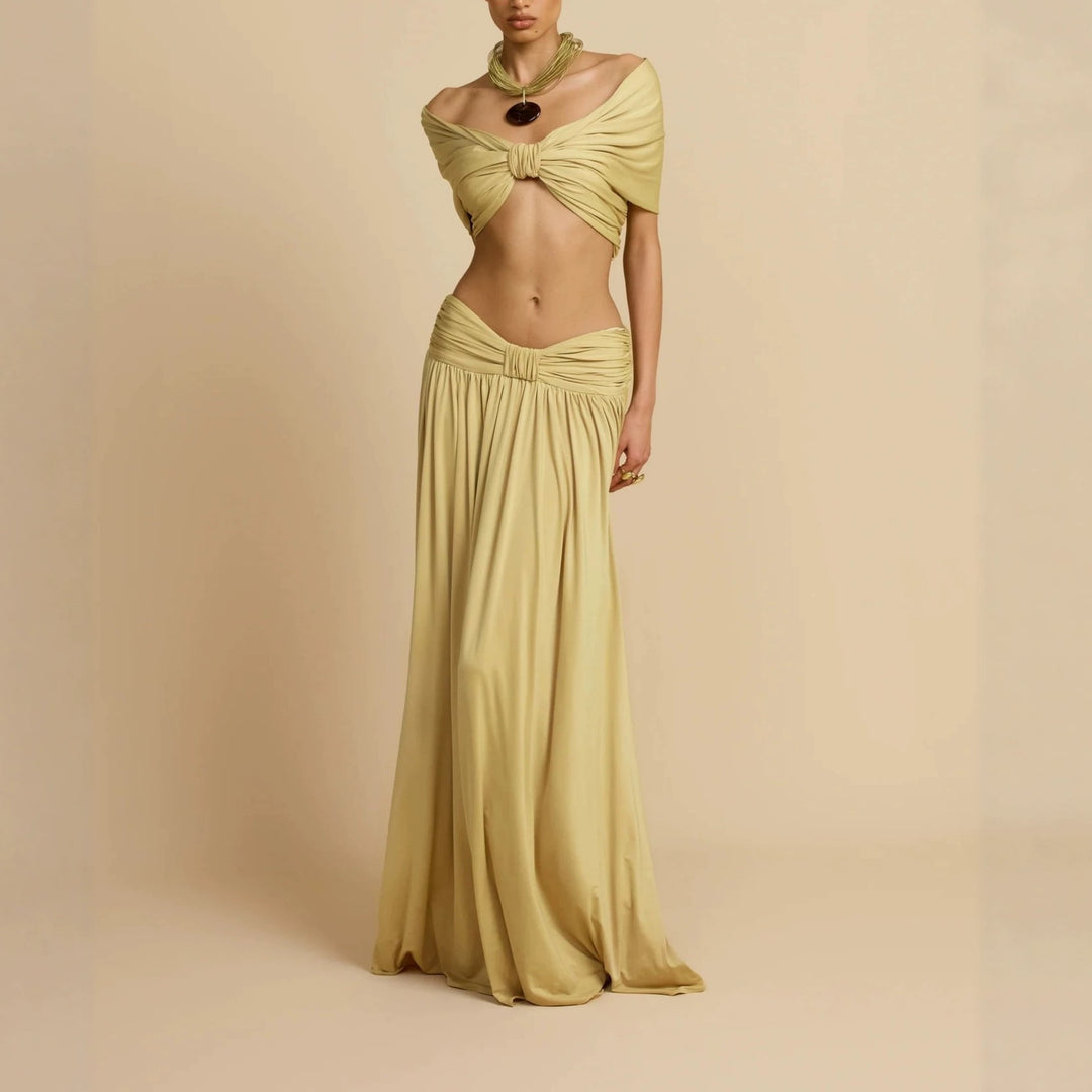 Women Elegant Maxi Dress with Innovative Knotted Design StylebySassy