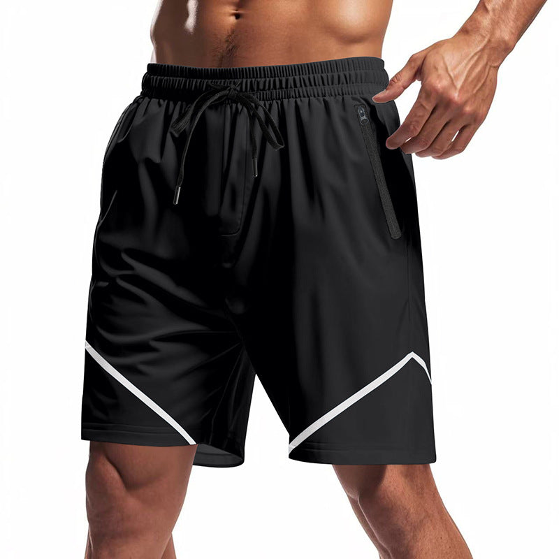 Men's breathable training shorts with zippered pockets and elastic drawstring waistband StylebySassy