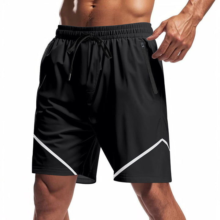 Men's breathable training shorts with zippered pockets and elastic drawstring waistband StylebySassy