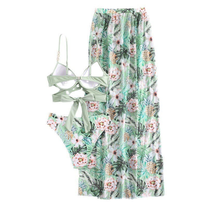 Women's bikini set with wrap skirt and floral design StylebySassy