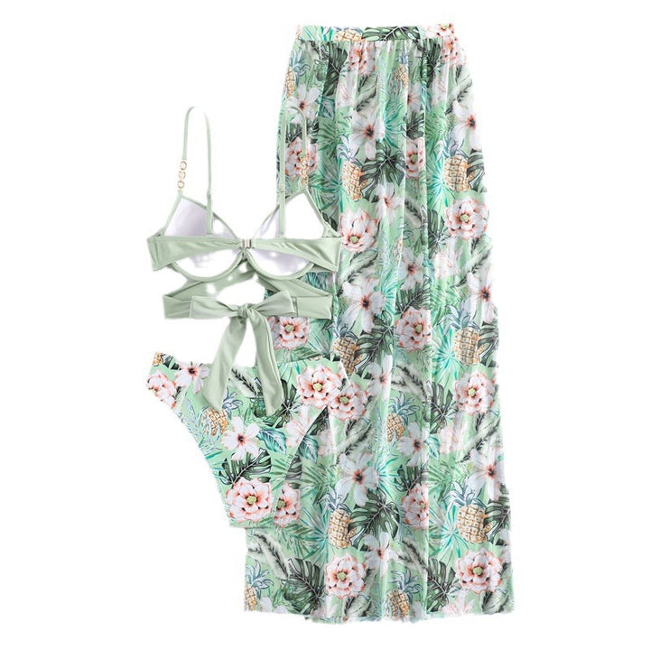 Women's bikini set with wrap skirt and floral design StylebySassy