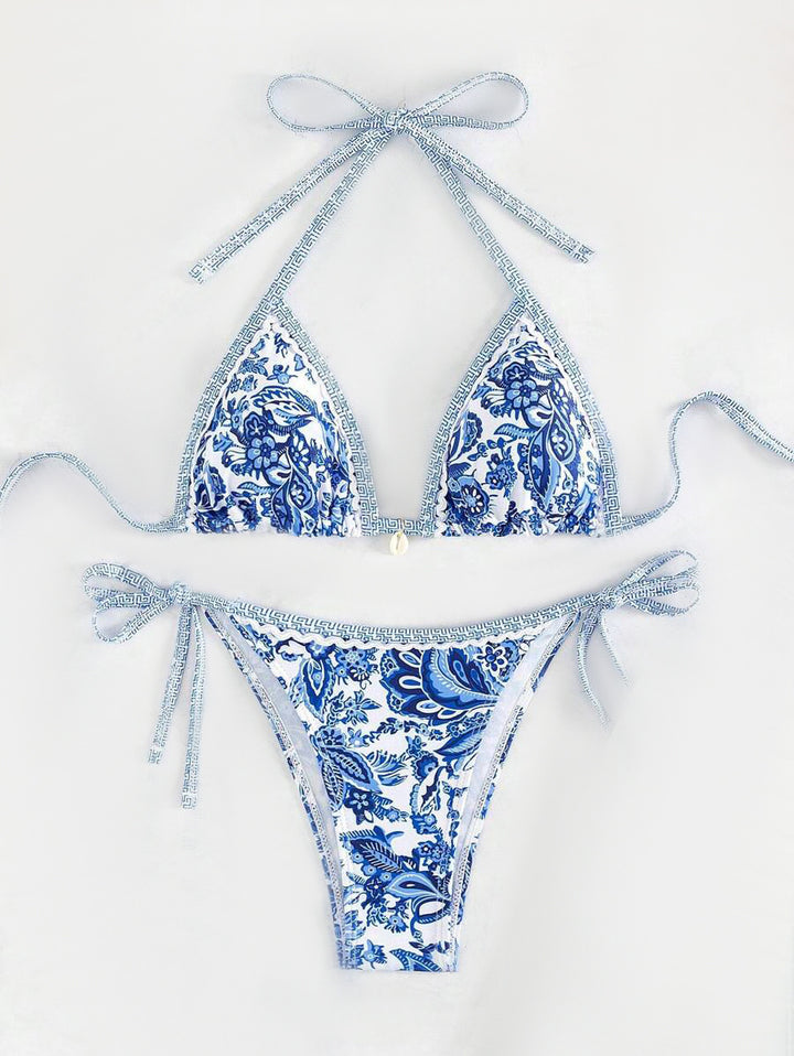 Ladies Triangle Bikini with Floral Vintage Pattern StylebySassy