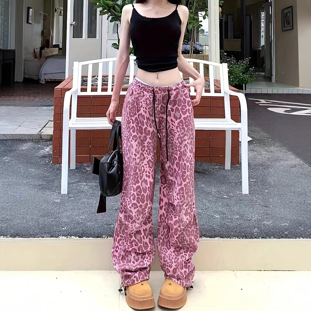 Women’s cargo pants with leopard print and elastic waistband StylebySassy